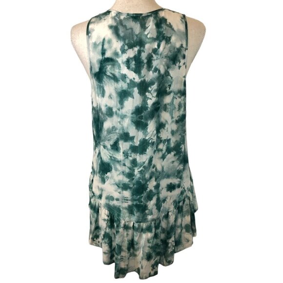 NWT LILY WHITE Top Women's Size Medium Green Tie Dye High Low Hem Sleeveless - Picture 2 of 10